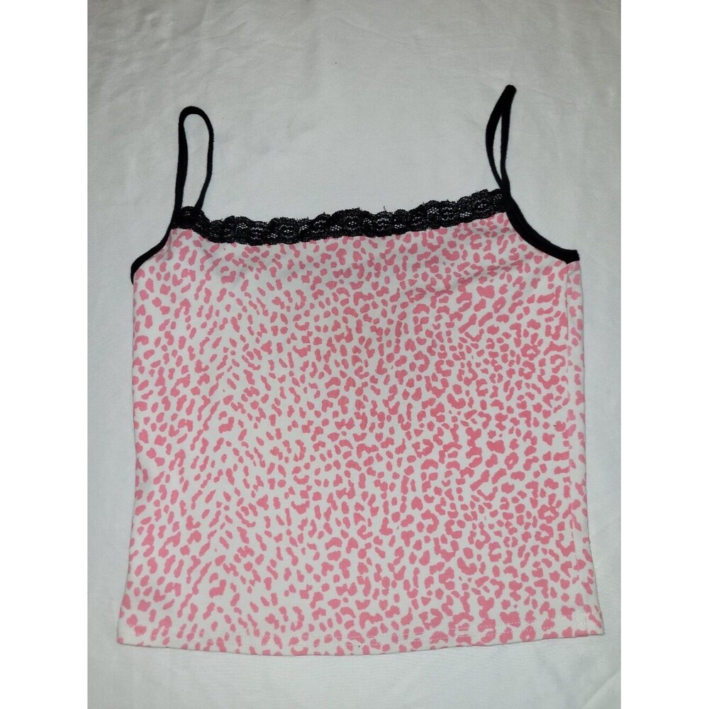 SHEIN Size Small Pink Leopard Animal Print Lace-Trim Camisole Tank Top